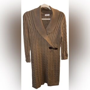 Calvin Klein Women's Large Brown sweater dress with buckle